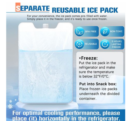 Insulated Lunch & Snack Box with 12 Compartments, Ice Pack & Bag