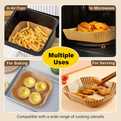200 Disposable Air Fryer Liners with 12 Reusable Silicone Baking Cups