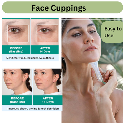 Facial Massage Set with Gua Sha, Ice Roller & 4 Cupping Cups