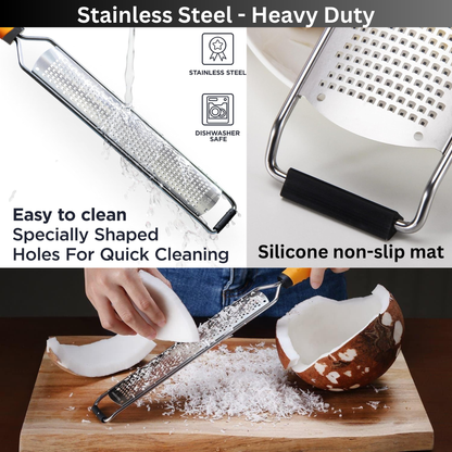 Garlic Press with Cleaning Studs & Stainless Steel Cheese Grater