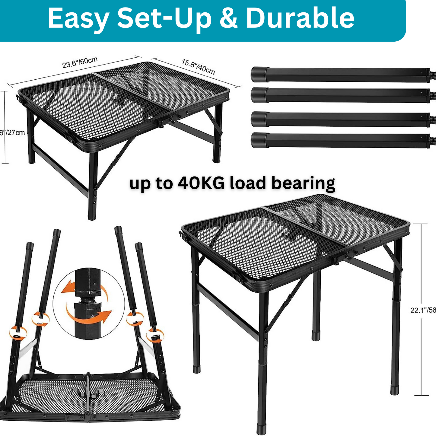 Folding Portable Grill Camping Table, Braai, Beach, Picnic, Hiking,Outdoor