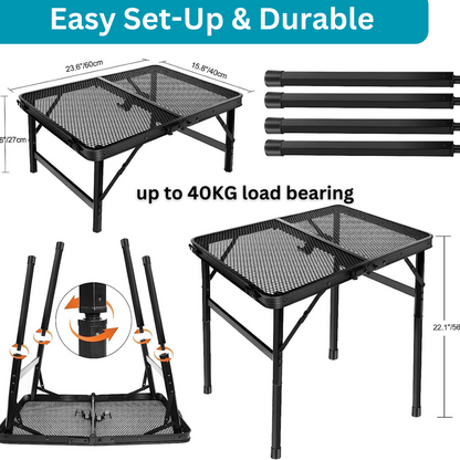 Foldable Portable Camping & Braai Grill Table for Beach and Hiking