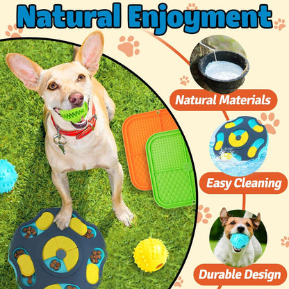 9 Pack Dog Puzzle Toy Set, Dog Enrichment Toys with Lick Mat & Treat Balls