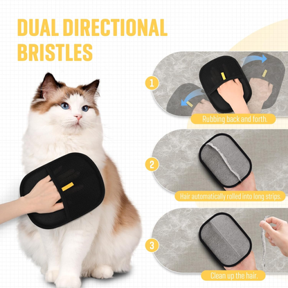 2-Piece Pet Hair Remover & Grooming Glove Set for Dogs and Cats