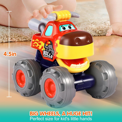 Friction-Powered Monster Truck Toys for Toddlers – Red & Orange