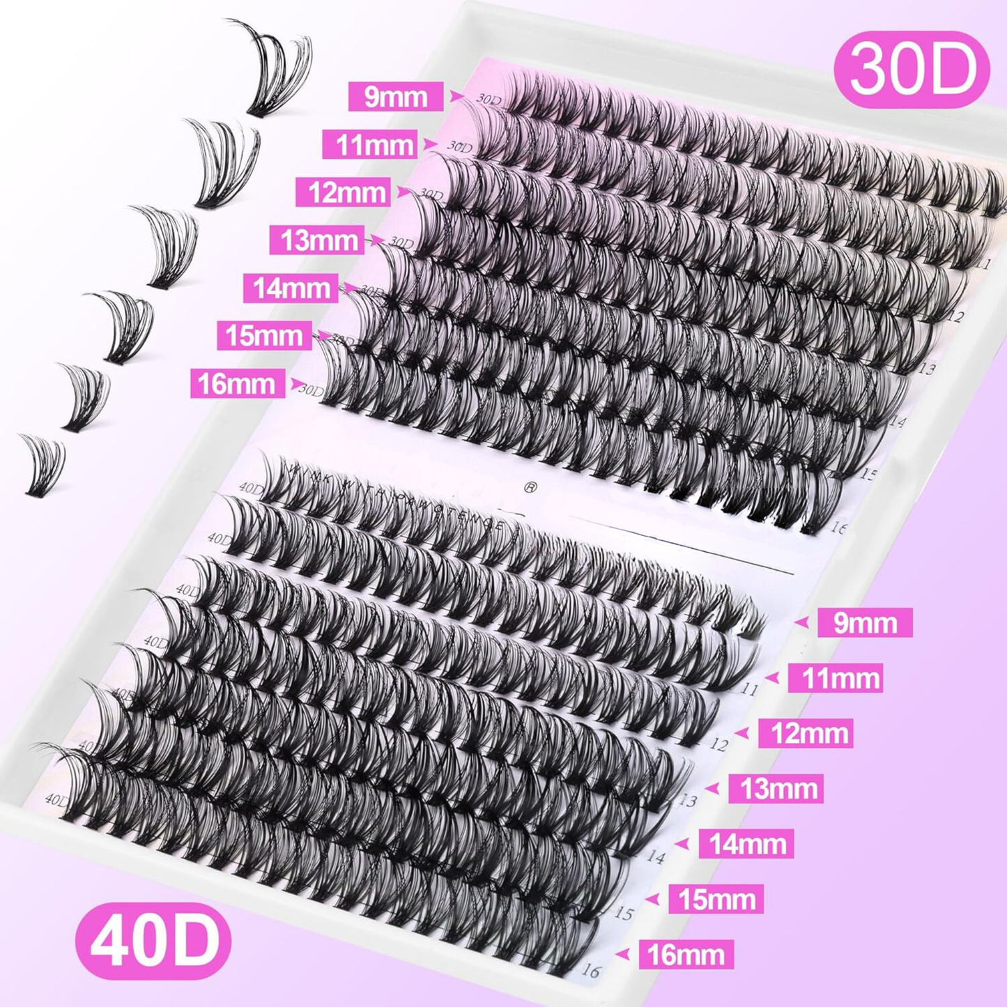 280 Pcs 30D and 40D Lash Extension Kit DIY, False Lash Cluster with Bond and Seal and Tweezer