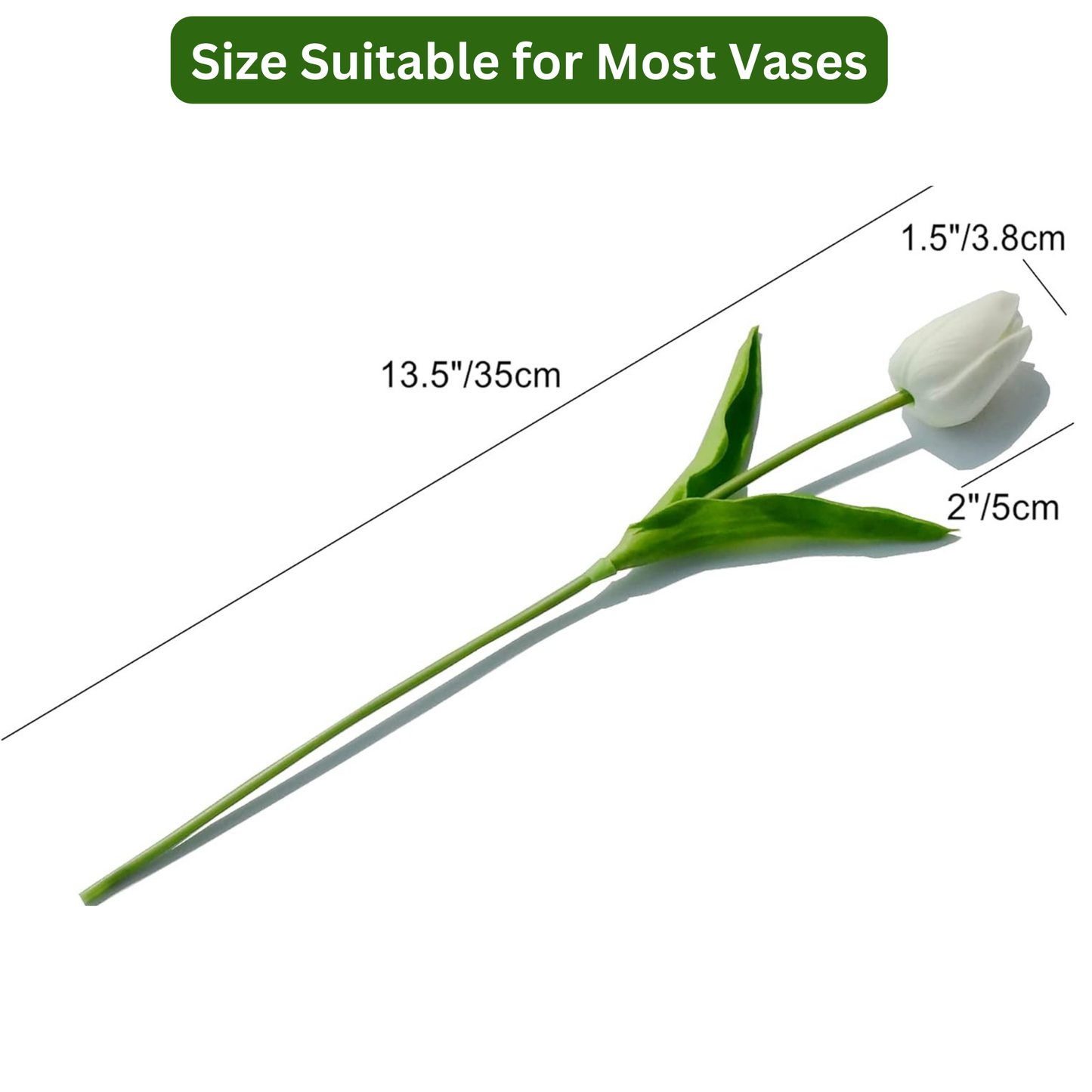 10 Pack - White Flowers Artificial Tulip Silk Fake Flowers 35cm