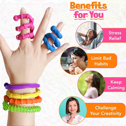 30-Piece Stress Relief Fidget Toy Set: 24 Cubes & 6 Fidget Sticks