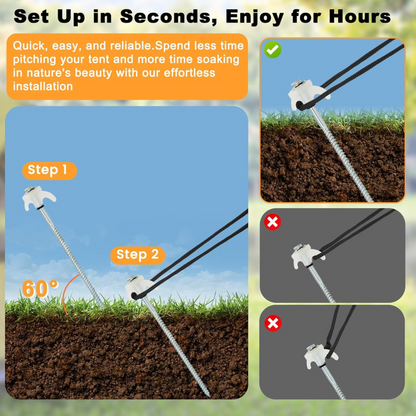 20 Glow-in-the-Dark Tent Pegs with 5-Piece Stainless Steel Braai Set