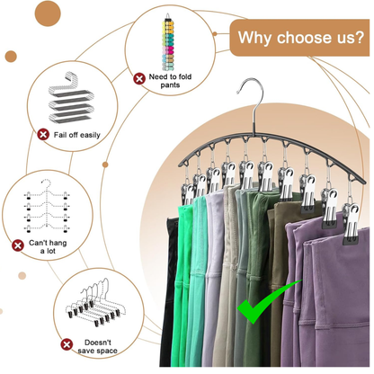 2-Pack Leggings & Trousers Hangers with 20 Clips – Black