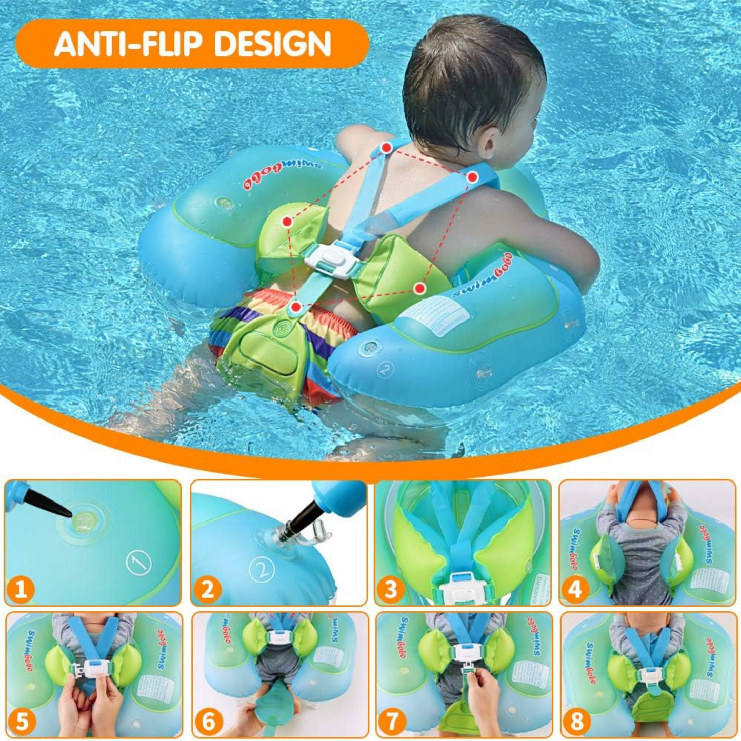 Inflatable Baby Swim Float with Sun Canopy ,Infant & Children Pool Floaties