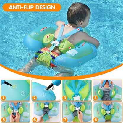 Inflatable Baby Pool Float with Sun Canopy – Green