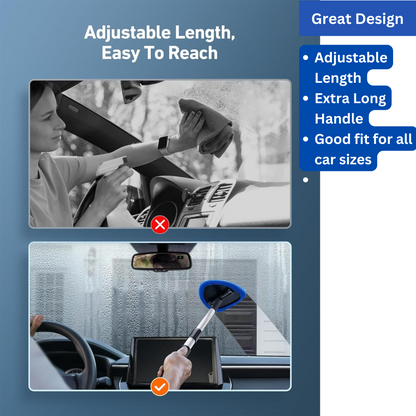Extendable Car Windscreen Cleaning Tool with Spray Bottle & 4 Pads