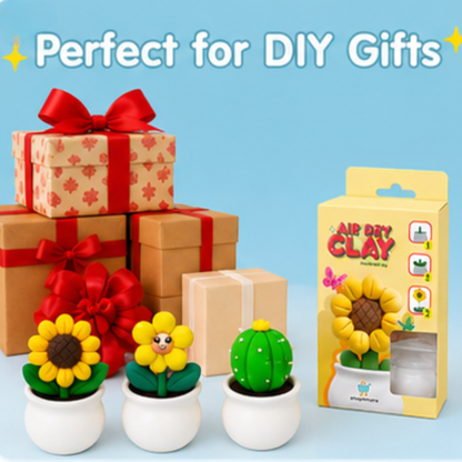 Kids DIY Air-Dry Clay Sunflower Craft Kit with Sculpting Tools