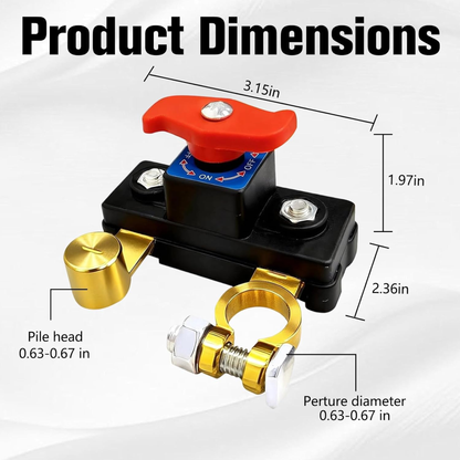 2-Pack 12V/24V Car Battery Disconnect Switches for Car, Boat & RV