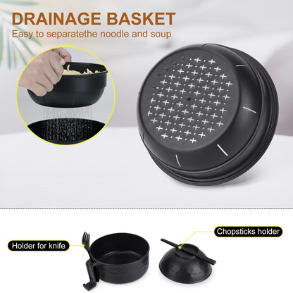 14-Piece Microwave Ramen Bowl & Plate Set with Cutlery