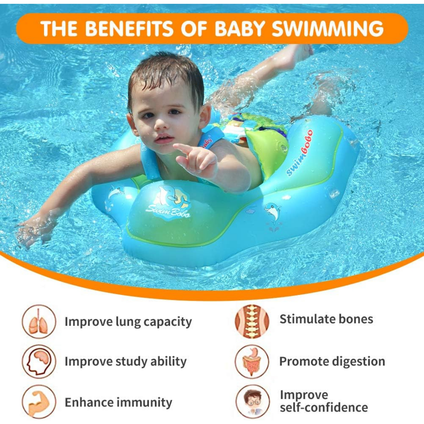 Inflatable Baby Swim Float with Sun Canopy ,Infant & Children Pool Floaties