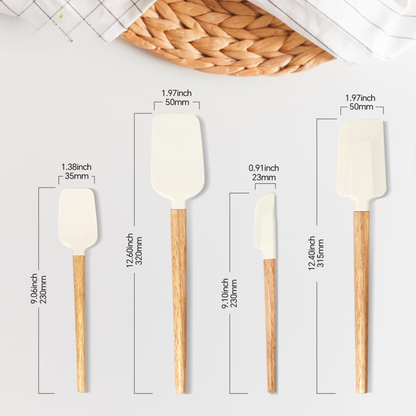 4-Piece Non-Stick Silicone Spatula Set, Heat-Resistant Cooking Utensils