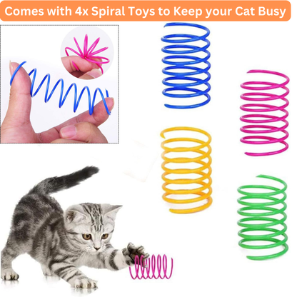 Indoor Cat Tree Tower with Scratching Post & 4 Spiral Toys