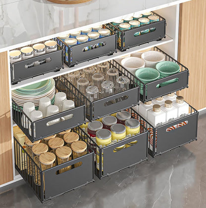 Metal Pull-Out Kitchen Cabinet Organiser, No Drilling Required