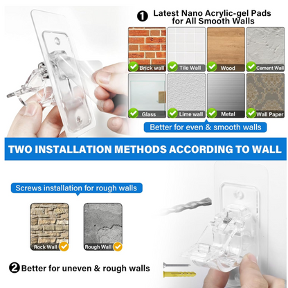 No-Drill Self-Adhesive Curtain Rod Holders & Wall Brackets