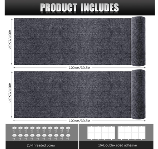 Self-Adhesive Mats, Trimmable DIY Cat Scratcher Pads - 2 Piece Gray