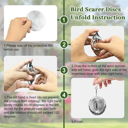 12-Pack Reflective Bird Deterrent Discs for Garden, Patio & Balcony