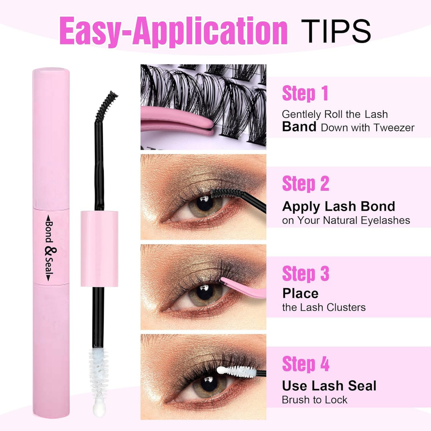 280 Pcs 30D and 40D Lash Extension Kit DIY, False Lash Cluster with Bond and Seal and Tweezer