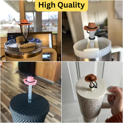 4-Pack Cowboy Hat Silicone Straw Covers for 30/40 oz Tumblers
