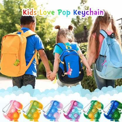 20-Pack Dinosaur Pop-It Fidget Keychains, Kids Party Favours