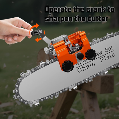 Portable Manual Chainsaw Sharpener with 30° Hand-Crank Grinder Jig