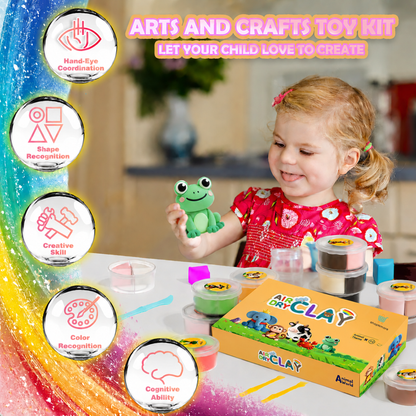 Kids Air-Dry Modelling Clay Kit with 12 Animal Themes & Sculpting Tools