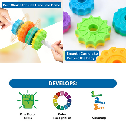2-Piece Fine Motor Toy Set: Hedgehog Peg Toy & Baby Stacking Spinner