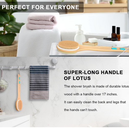 3-Piece Body Brush & Back Scrubber Set for Wet and Dry Shower Use
