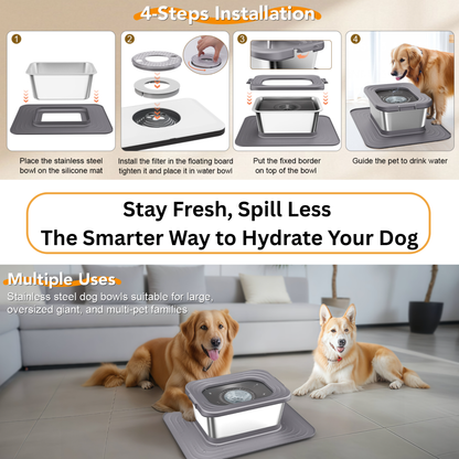 10 L Stainless Steel Dog Water Bowl with Non-Slip Silicone Mat
