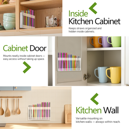 25 cm Acrylic Straw Holder & Organiser for Cabinet Door or Countertop