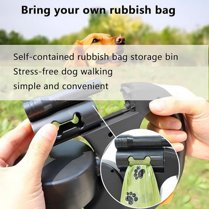 Dual Retractable Dog Lead with LED Light, 3 m Tangle-Free Leash