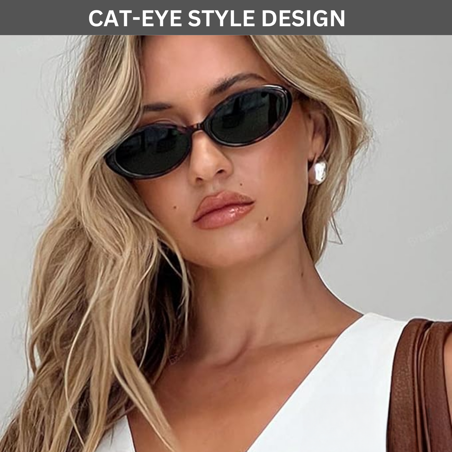 Retro Oval Sunglasses for Women,Girls and Youth, Fashion 90s Vintage Shades - Cat Eyes