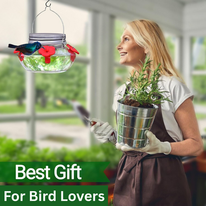 Hanging Mason Jar Bird Feeder with Nectar Ports for Garden