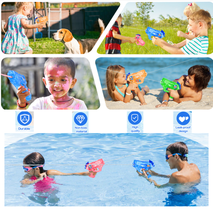 4-Pack Kids Water Guns with 5–7 m Long Range for Outdoor Play