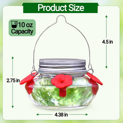 Hanging Mason Jar Bird Feeder with Nectar Ports for Garden