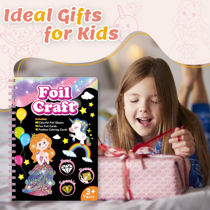 Princess Foil Art Craft Kit for Kids, Screen-Free Travel Activity