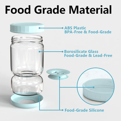 Glass Pickle & Atchar Jar with Strainer, Airtight Fermentation Container