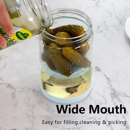 Glass Pickle & Atchar Jar with Strainer, Airtight Fermentation Container