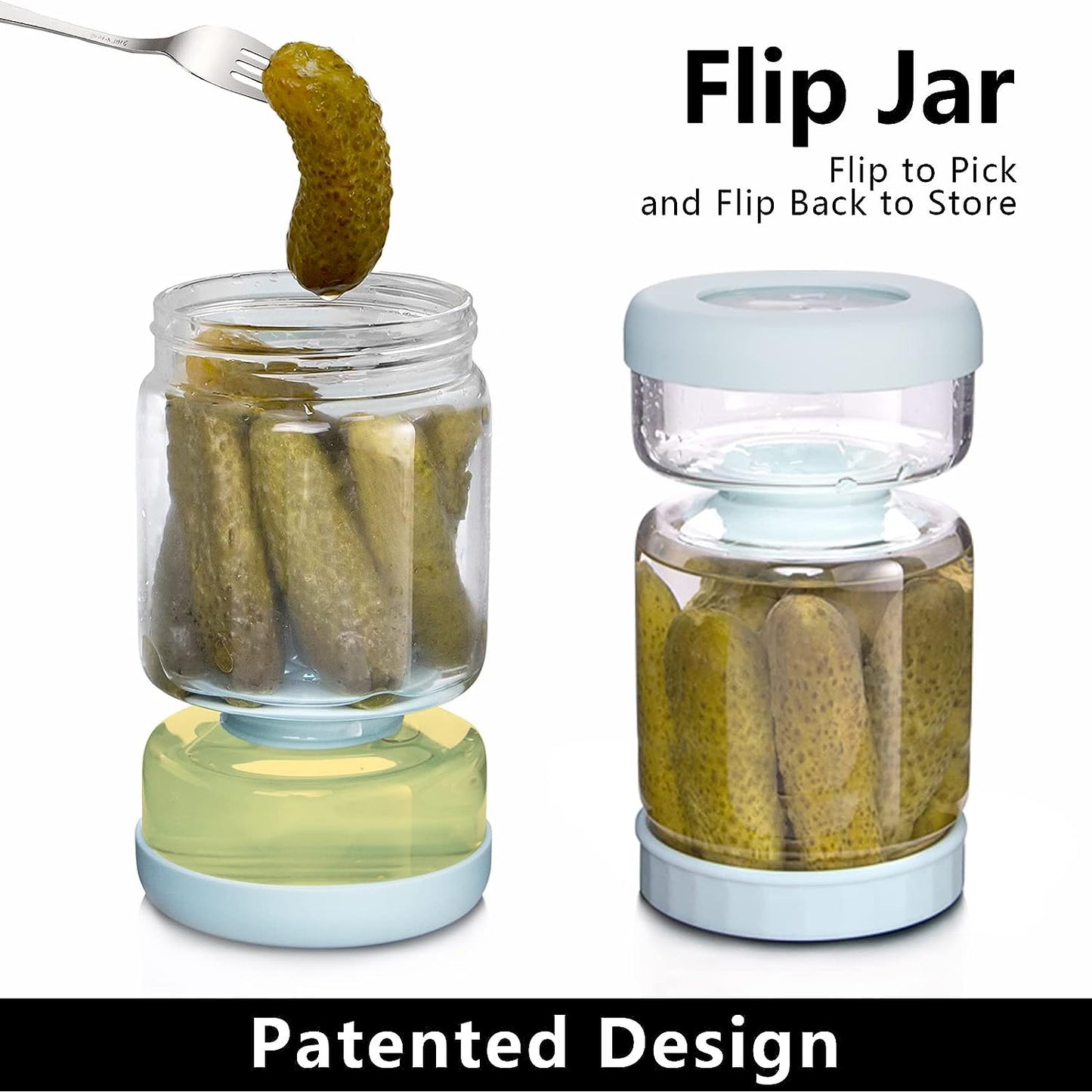 Glass Pickle, Atchar,Fermentation Airtight Hourglass Jar With Strainer Flip