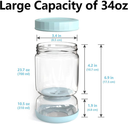 Glass Pickle & Atchar Jar with Strainer, Airtight Fermentation Container