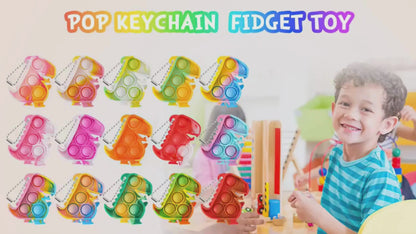 20-Pack Dinosaur Pop-It Fidget Keychains, Kids Party Favours