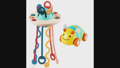 Baby Pull-String Sensory Toy & Car Toy Set | 2-Piece