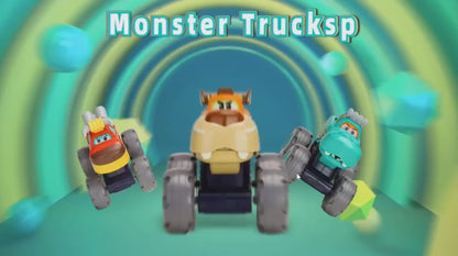 Friction-Powered Monster Truck Toys for Toddlers – Red & Orange
